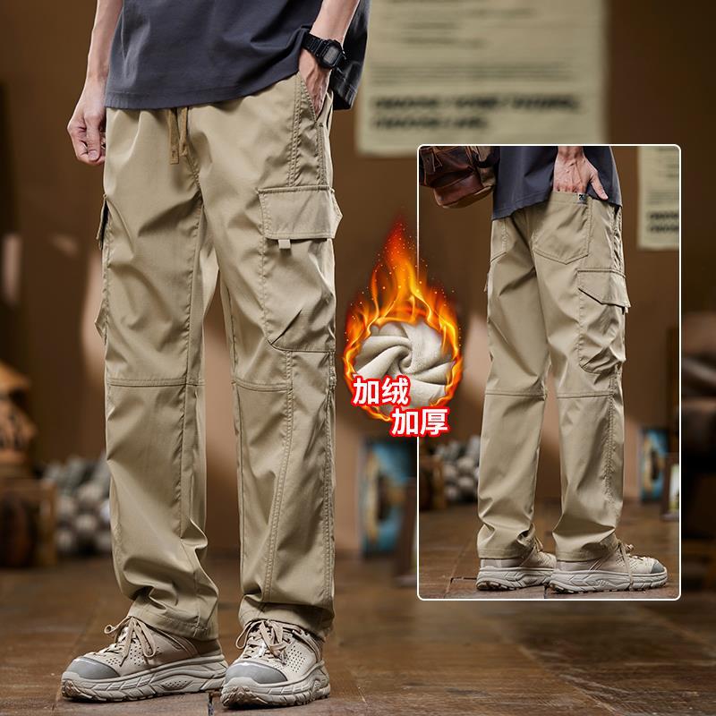 男性の春の新型高街のファッションブランドのゆったりした大きいサイズのカジュアルなズボンの男性のファッションの多ポケットのストレートなズボン