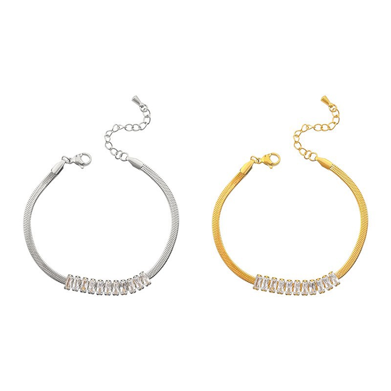 2022 simple new 18K titanium steel electroplated zircon exquisite bracelet women's selected jewelry