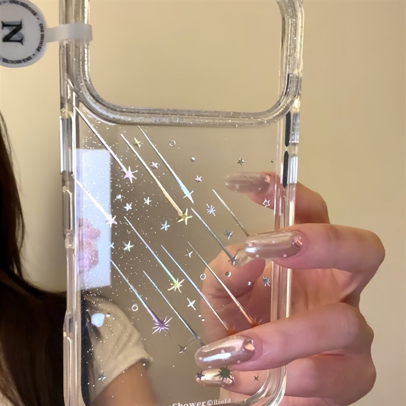 Ins Gilt Glitter Powder Transparent Bottom Colorful Meteor Shower Suitable for Ihone17Promax Apple 16Pr Mobile Phone Case New Style