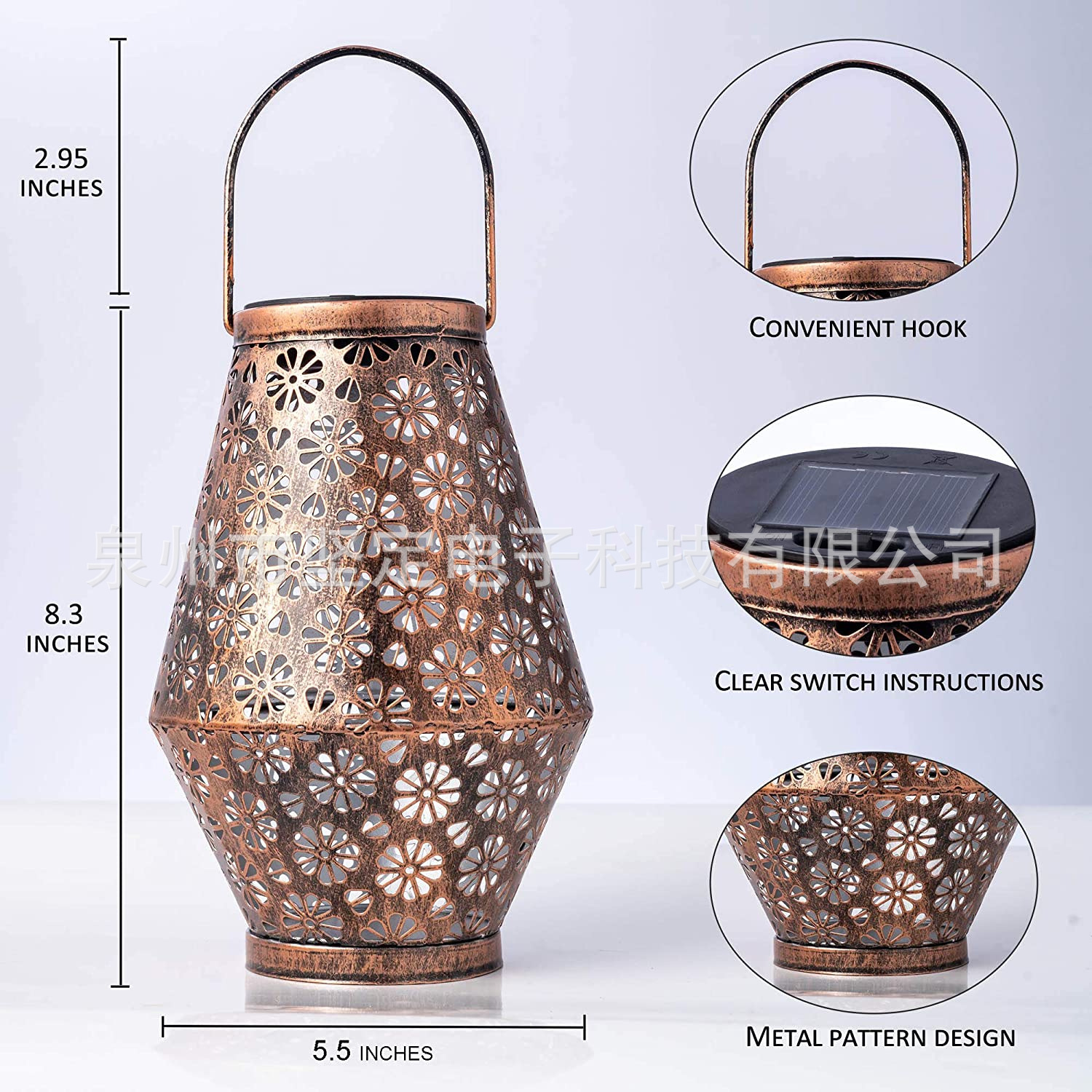 Amazon transfronteriza llevó la lámpara del árbol linterna solar al aire libre patio paisaje lámpara decoración hueco de hierro lámpara colgante