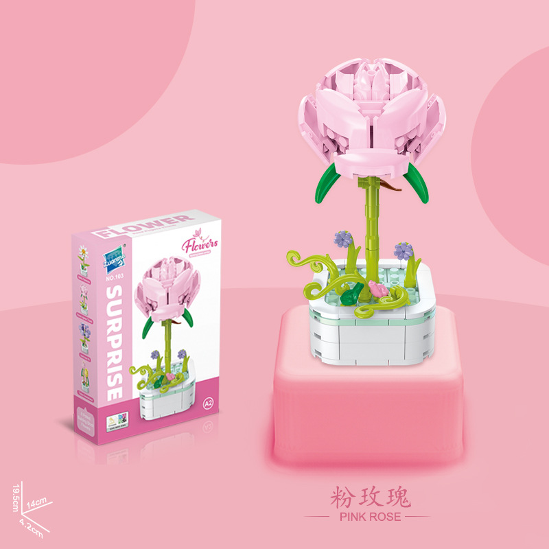 Diamante caballo bloques de construcción flor suculenta olla creativa ramo decoración compatible con Lego niños pequeñas partículas ensambladas juguetes al por mayor