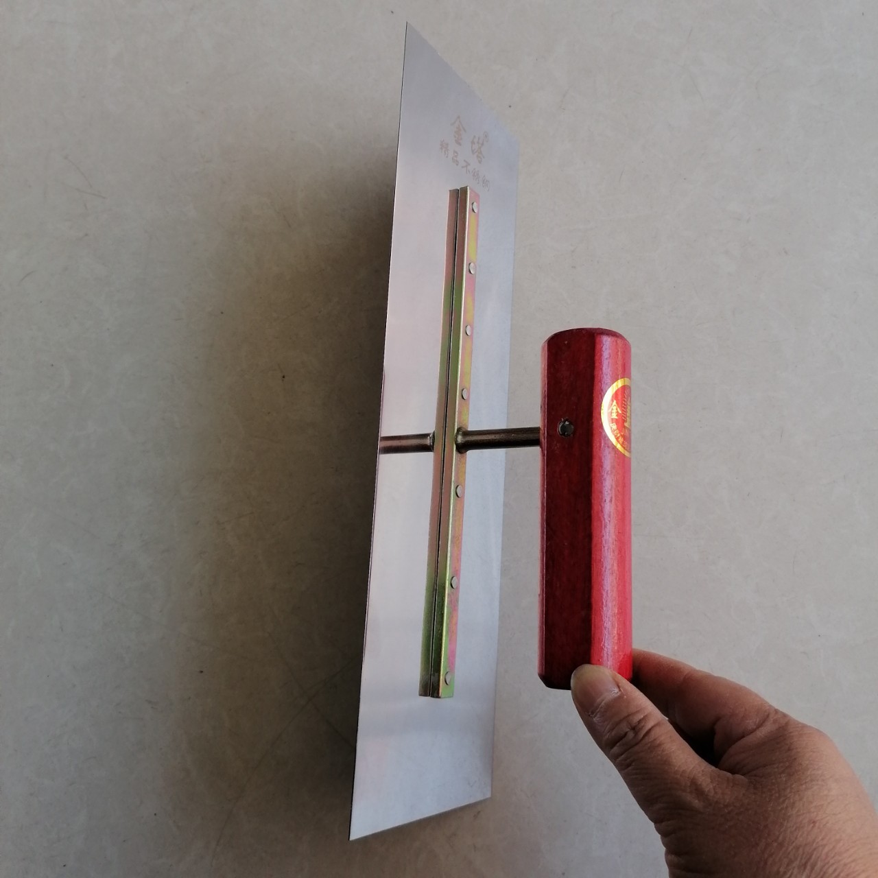 批发30*10红直把金塔不锈钢推刀曼刀抹子木柄抹泥板灰铲抹子平抹