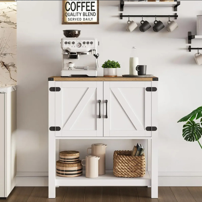 American Country Style Coffee Bar Storage Cabinet, Barn Door Double Door Sideboard, Home Kitchen Storage Cabinet, Floor-Standing Cabinet American Country Style Coffee Bar Storage Cabinet, Barn Door Double Door Sideboard, Home Kitchen Storage Cabinet, Floor-Standing Cabinet