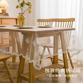 跨境专供欧式纯色镂空白色蕾丝绣花桌布美式乡村北欧高质量桌布垫