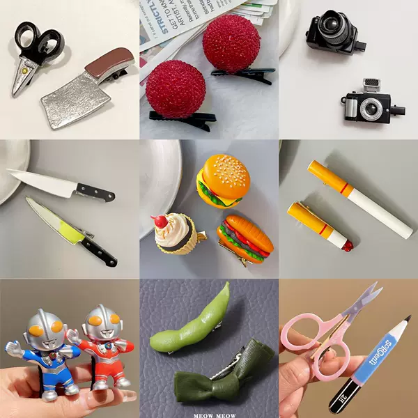 1 Yuan Stall Jewelry Night Market Artificial Hairpin Cute Chicken Wings Funny Fun Small Vegetable Headdress Snacks and Fruits