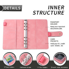 跨境外貿A6皮革活頁夾手賬本新款格子馬卡龍筆記本現金預算本