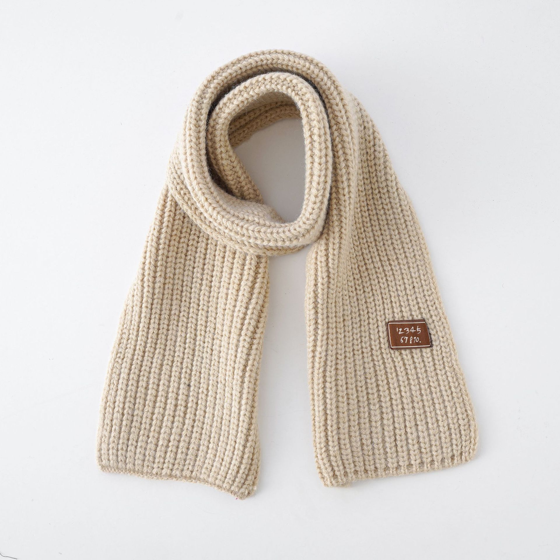 Estilo coreano de punto los niños pequeña bufanda Otoño e Invierno color sólido lana bebé bufanda caliente nueva