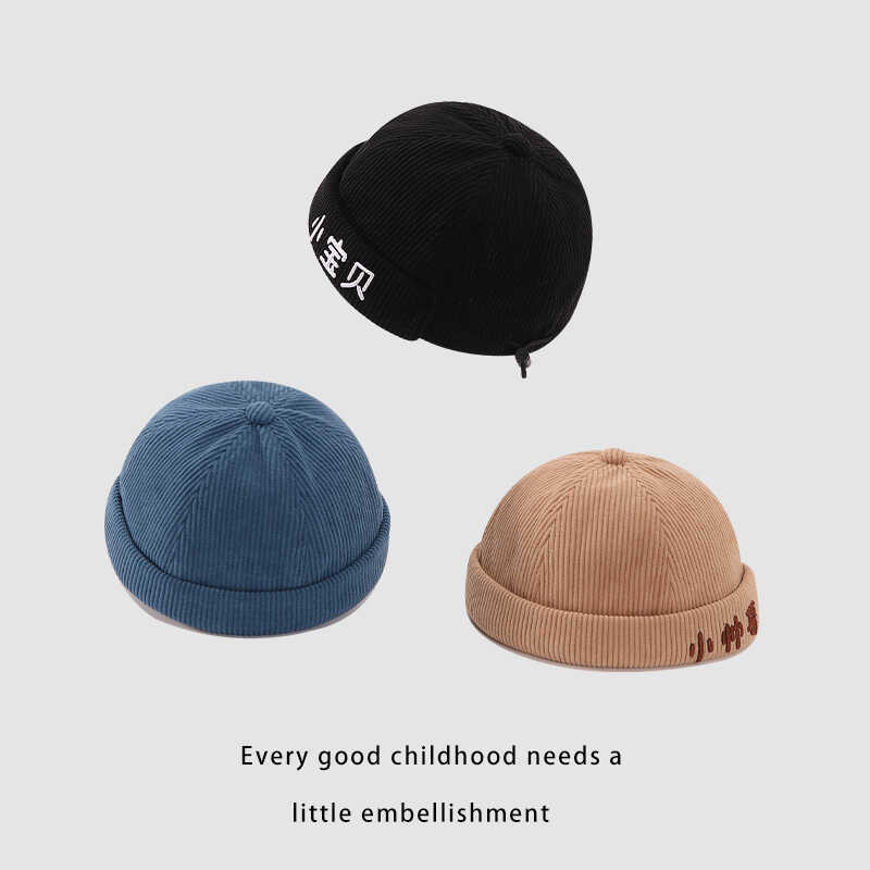 Sombreros de niños otoño y invierno 2024 nueva moda personalidad universal de terciopelo para bebés masculinos sin sombrero