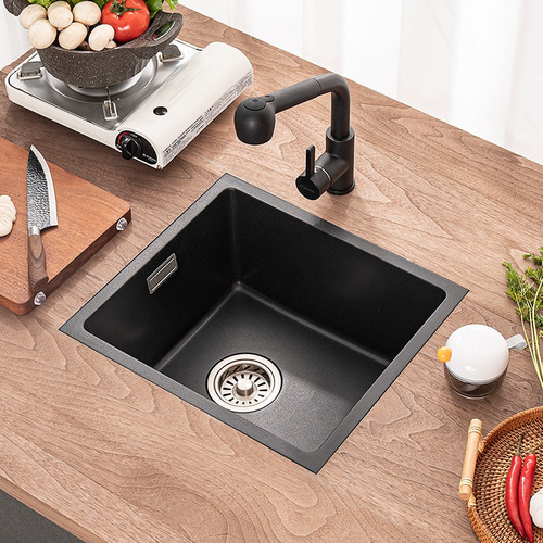 OD59 wholesale quartz stone sink small single tank package kitchen corner vegetable basin sink bar small square tank for washing vegetables