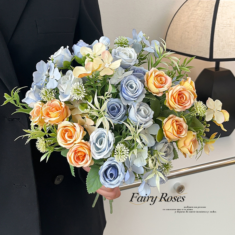 インスタイルローズ造花小さな花束装飾装飾品鉢植え DIY フラワーアレンジメントリビングルーム造花装飾|undefined