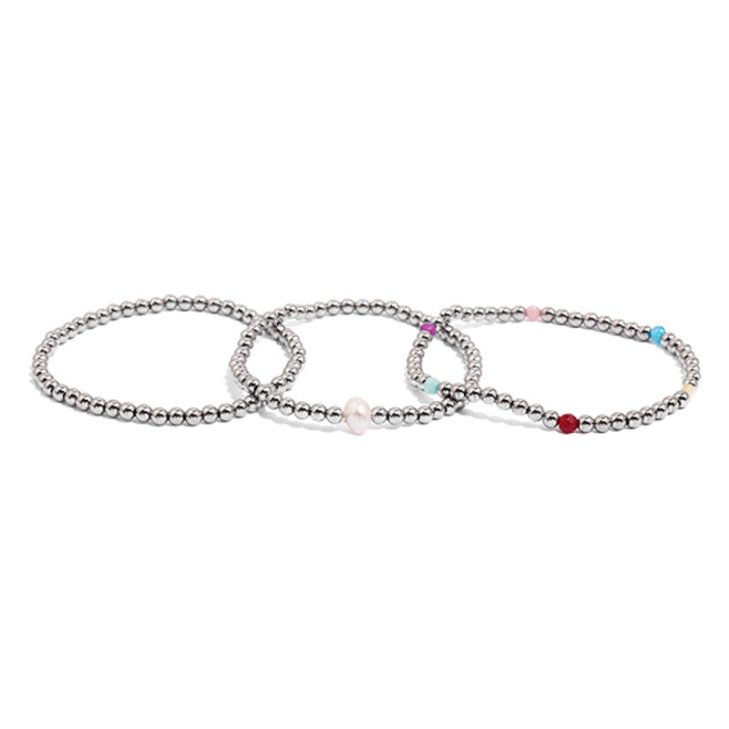 De Acero de titanio de moda fresco hip hop estilo Piedra Natural apilados de perlas de agua dulce natural pulsera textura ins pulsera para hombres y mujeres