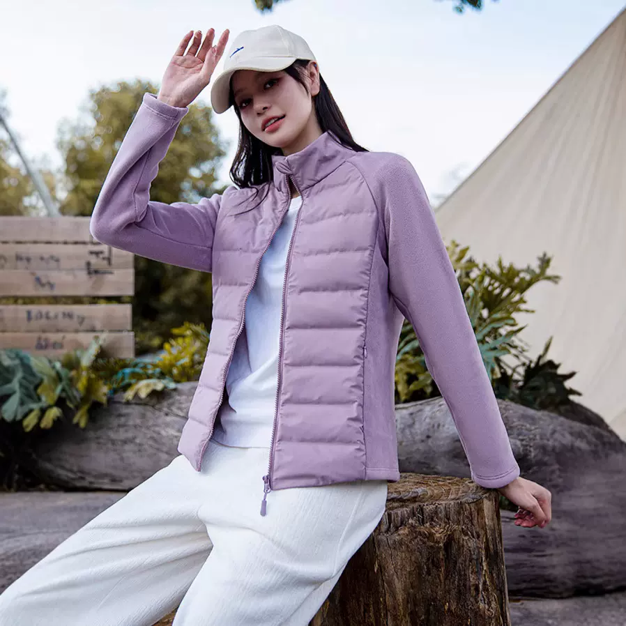 lulu家同款立领轻薄羽绒服女2024新款拼接内胆短款运动跑步外套女
