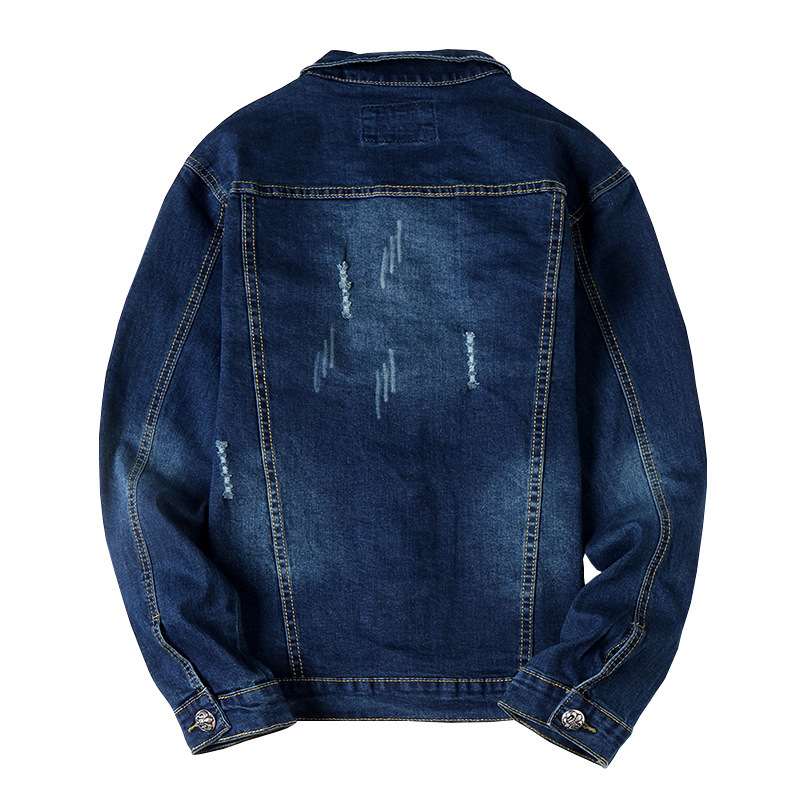 Men's Clothing Spring Men's Jacket Washable Versatile Holes Simple Fit Denim Jacket Men_voghion.com