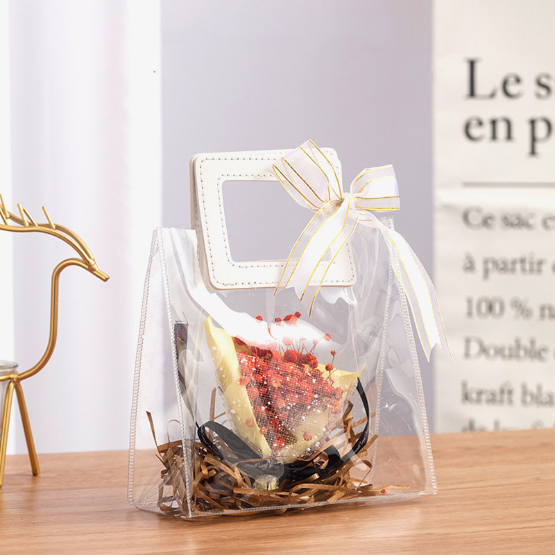 Pvc Transparent Handbag Souvenir Wedding Candy Bag Wholesale Ins Gift Hand Carry Plastic Packaging Gift Bag Customization
