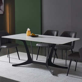 北欧简易岩板餐桌网红家用简约现代长方4人6人轻奢小餐桌小户型