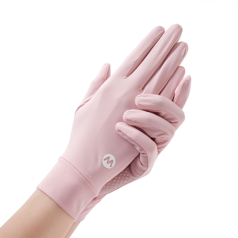 Guantes de protección solar de verano para mujer, ciclismo al aire libre, protección UV, malla fina de seda de hielo, dedos filtrados, guantes de protección solar al por mayor