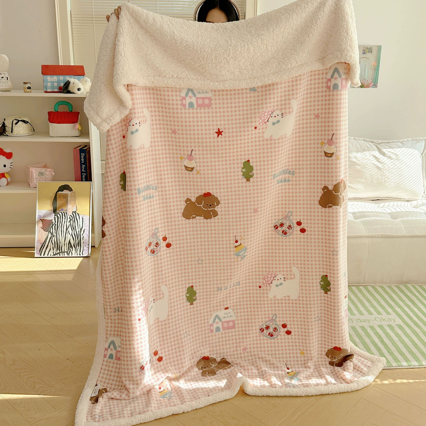 Новое Cartoon Milk Velvet Lamb Velvet Blanket Autumn and Winter Thickened Nap Blanket Office Lunch Break Air Conditioning Velvet Blanket Cover