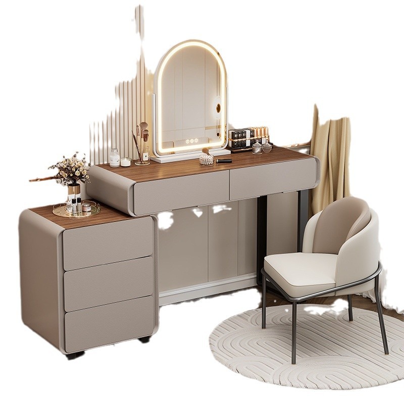 Nuevo modelo de madera maciza lujoso moderno dormitorio principal mesa de tocador de alta sensación armario de maquillaje en una mesa de maquillaje de dormitorio