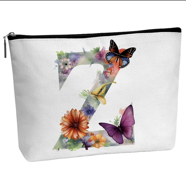 Amazon Cross-border explosiva bolsa de cosméticos para mujer bolsa de almacenamiento de viaje de flores bolsa de letras algodón y lino impresión de doble cara