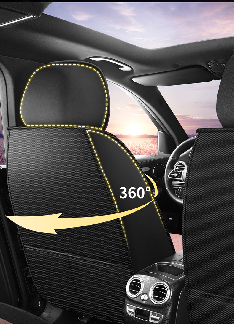 Universal Panda Hemp Full Surround Breathable Wear-Resistant Five-Seat Car Seat Cover