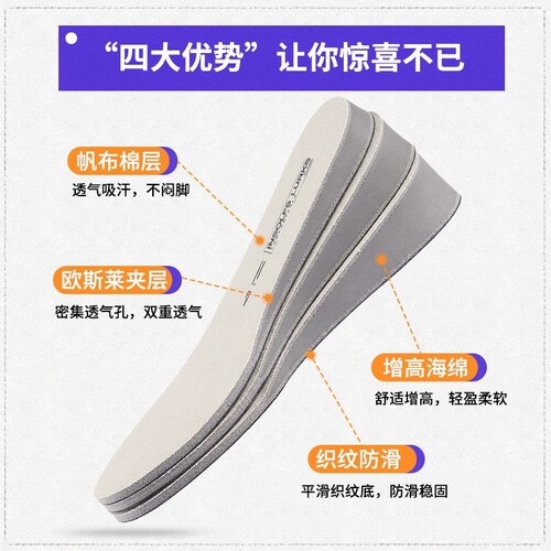 Energy-absorbing canvas shoes, invisible height-increasing insoles, women's full-padded shoes for long standing, soft and comfortable, thickened canvas shoes, men's Martin boots