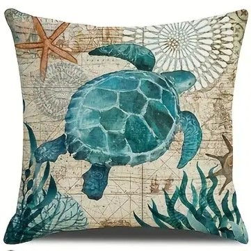 2024 Estilo explosivo transfronterizo Animales marinos Mundo submarino Patrón Funda de almohada Bandera de mesa de sala de estar con estampado de lino de Amazon image 7