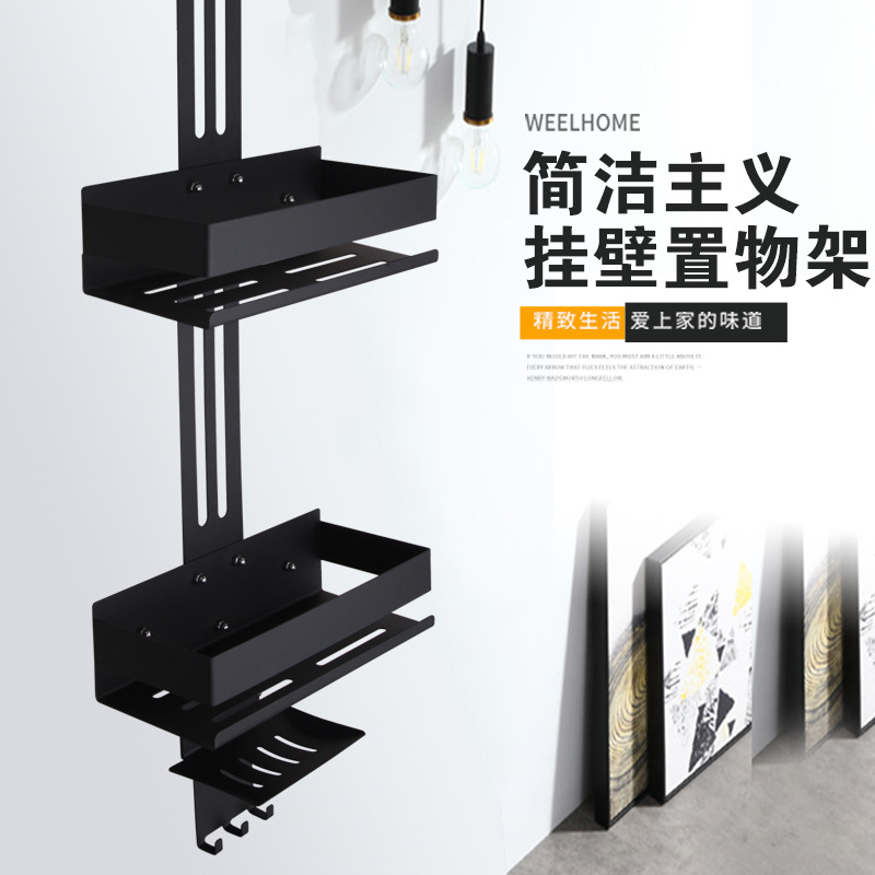 Fábrica al por mayor de almacenamiento rack de baño ponche-libre de baño gancho de la ducha puerta de la habitación de doble capa de almacenamiento de rack