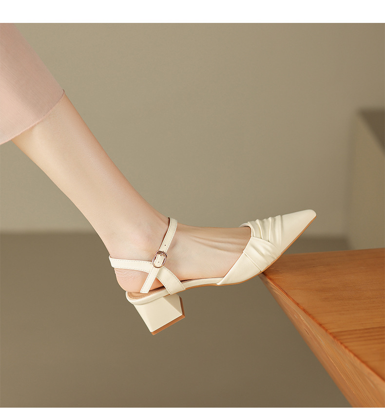 Sandal nữ mũi nhọn quai ngang phong cách Hàn Quốc — BL135 màu đen chi tiết 8