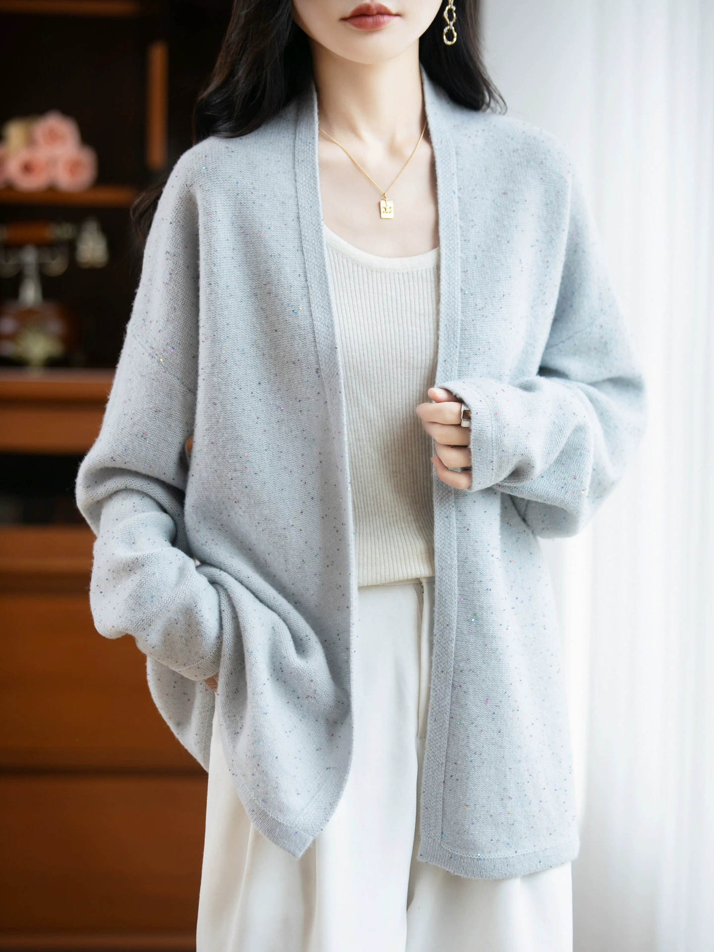 Шерстяной кардиган, демисезонное пальто, свитер, oversize