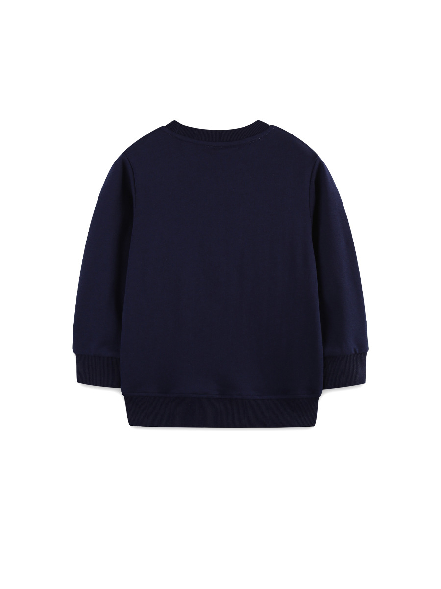 Sudadera de estilo europeo y americano para niños, modelo nuevo otoño 2026, sudadera de manga larga para niños pequeños con estampado de coches, disponible al por mayor.