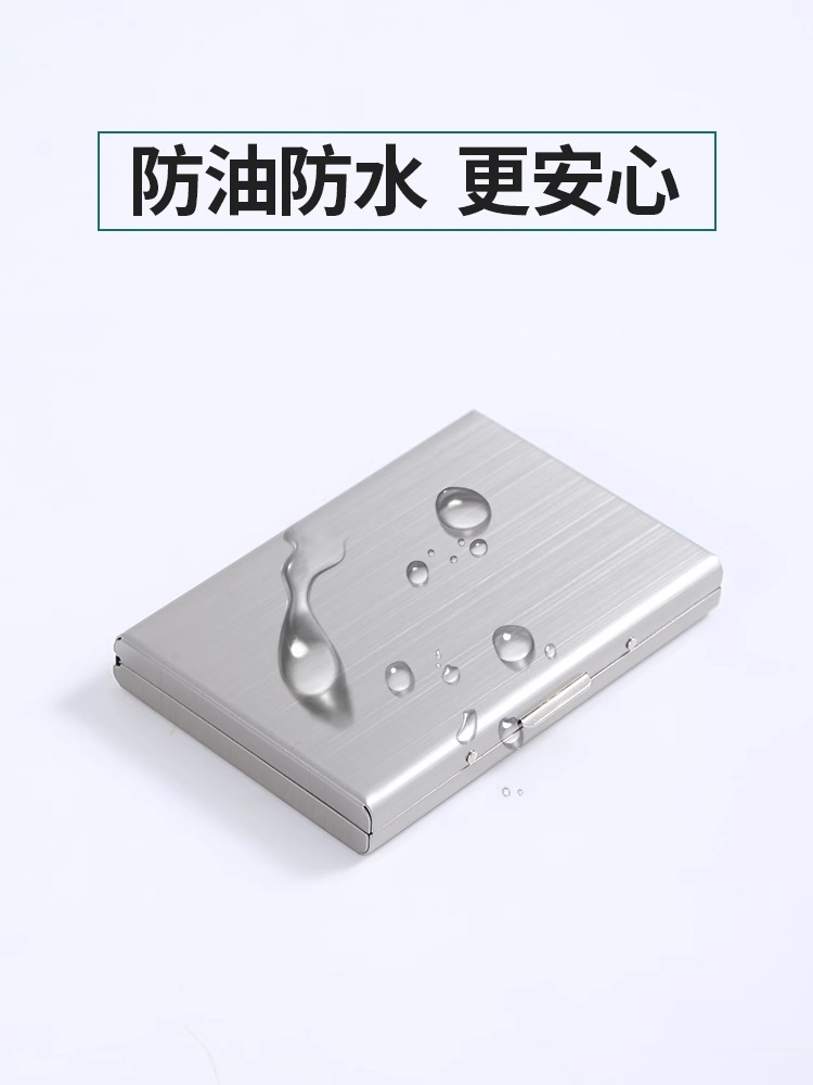 High-End Metal Card Holder for Men and Women, Stainless Steel Ultra-Thin Anti-Degaussing Compact Card Box, Anti-Theft Bank Card Holder, Card Holder