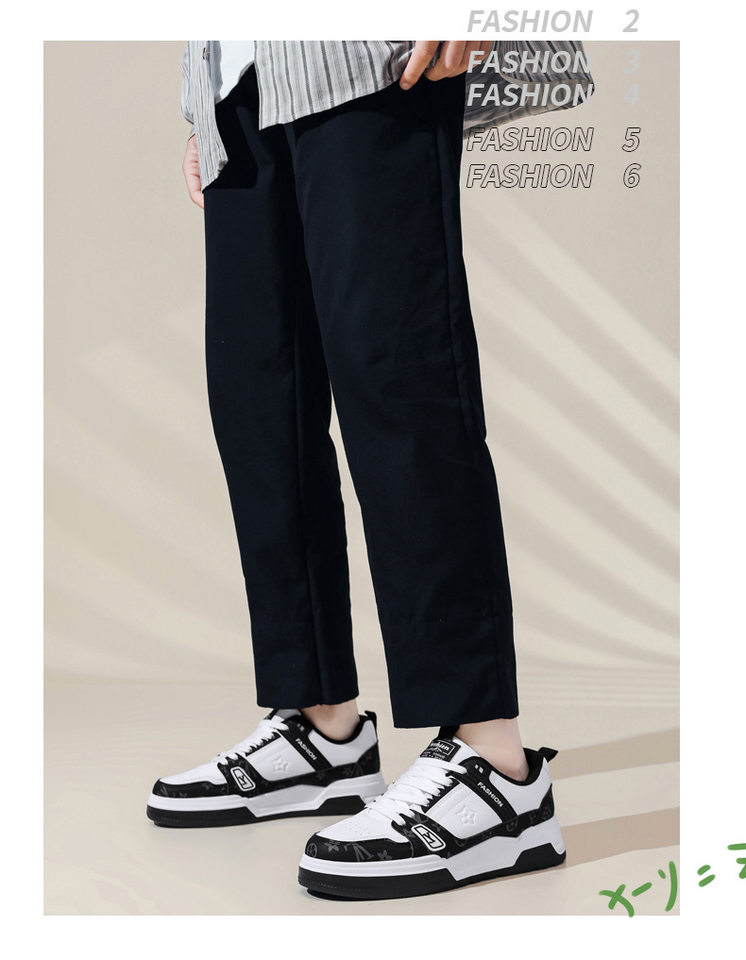 Giày sneaker nam da nhân tạo phối màu, đế bằng gót thấp 1–3 cm, dây buộc — Màu trắng màu cachi, Xanh trắng, Đen trắng chi tiết 7