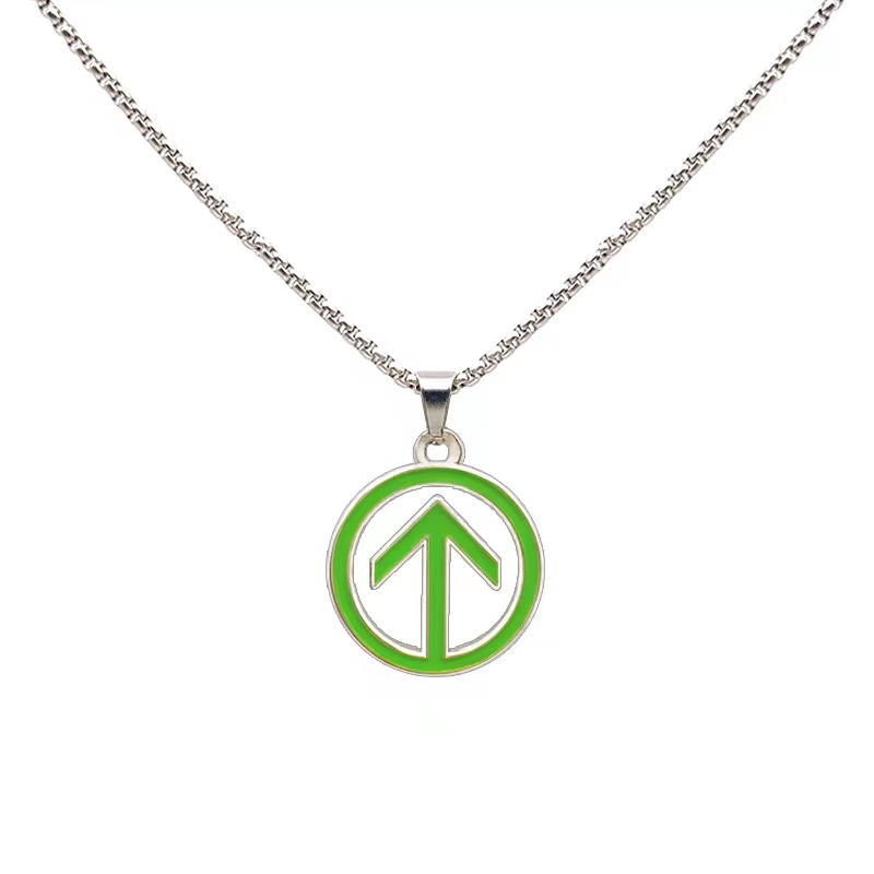Collana con targhetta circolare in titanio e acciaio Hip-hop Niche Green Pass Code per uomo e donna, decorazione semplice e personalizzata per centinaia di collocazioni_voghion.com