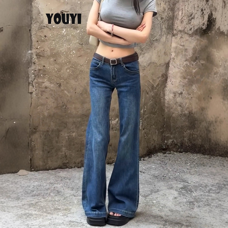 American Retro Low-Waist Flared Jeans for Women, 2025 Autumn New Slim-Fit Stretchy Petite Flared Pants American Retro Low-Waist Flared Jeans for Women, 2025 Autumn New Slim-Fit Stretchy Petite Flared Pants