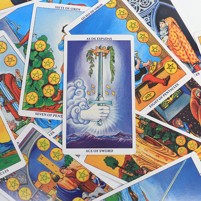 Cartas de tarot bilingües clássicas espanhol-inglês para jogos_voghion.com