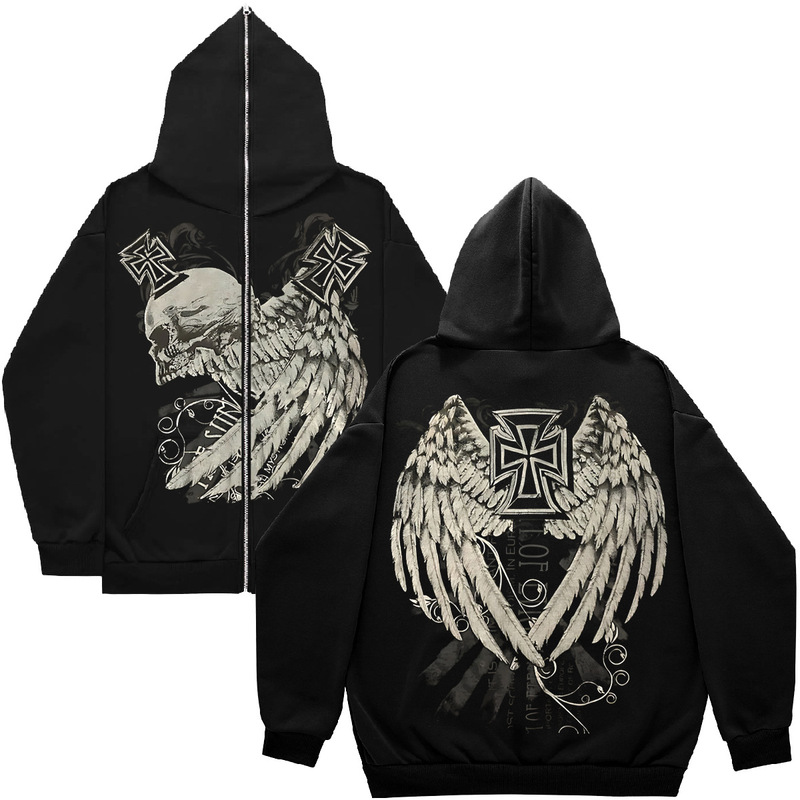 Full Zip Hoodie Sweatshirt Gothic High Street Full Zip Oversized Jacket for Men and Women Streetwear Y2 Jacket Full Zip Hoodie Sweatshirt Gothic High Street Full Zip Oversized Jacket for Men and Women Streetwear Y2 Jacket