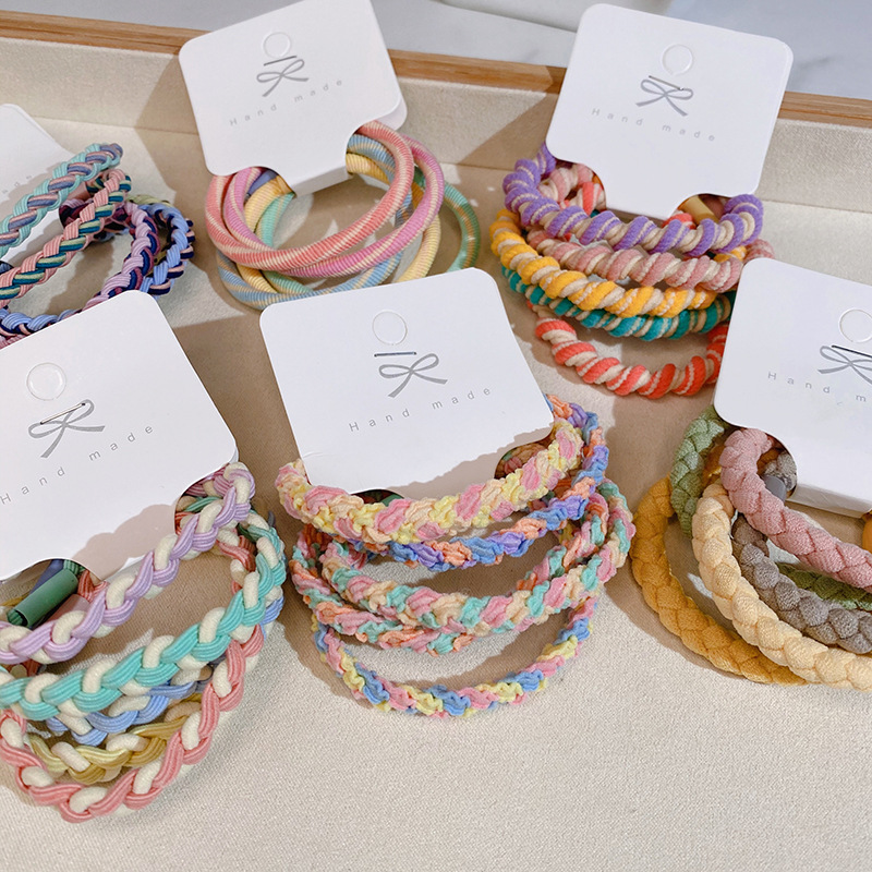 马卡龙5件套头绳套装 韩版新款简约糖果色系发圈时尚皮筋少女发绳
