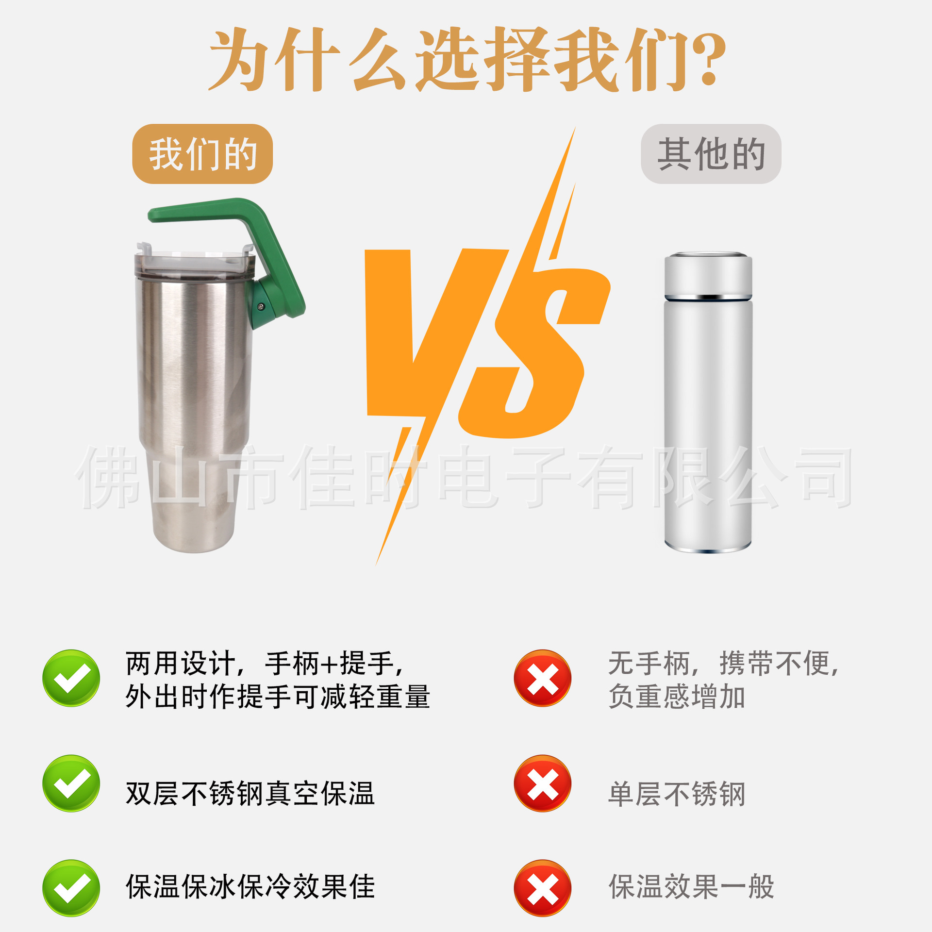 Taza de vacío de acero inoxidable transfronteriza 304 con mango Stanley asa giratoria taza de asa 30oz asa de doble propósito