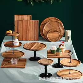 木质森系甜品台展示架婚庆蛋糕点心托盘订婚糕点摆台高脚蛋糕盘