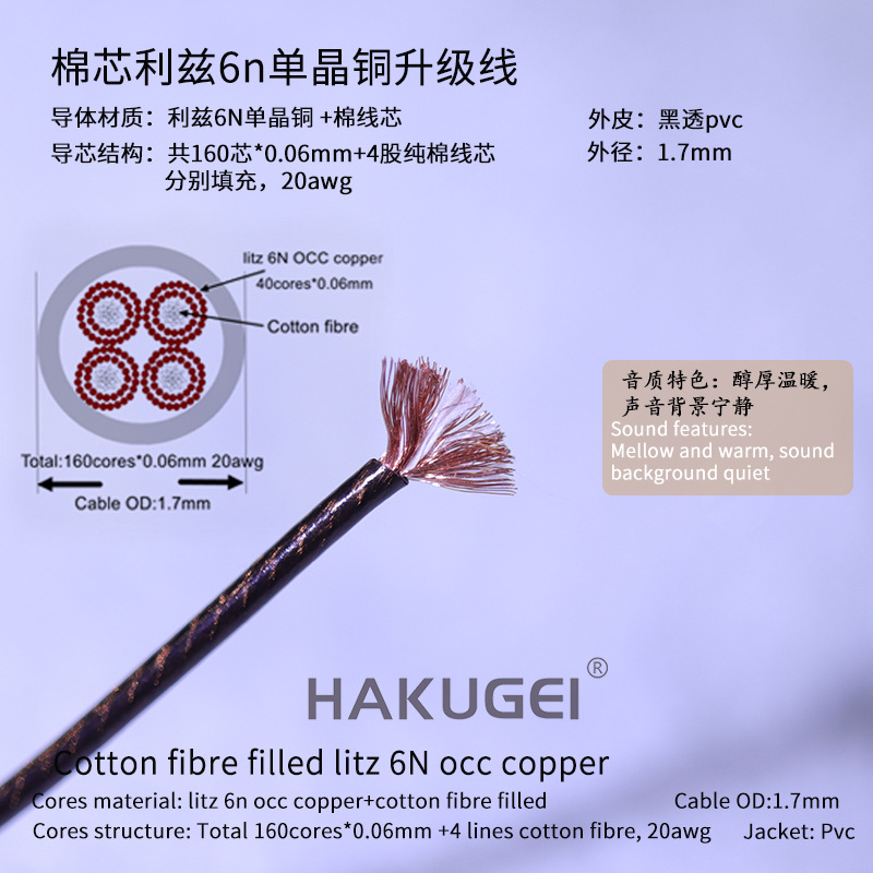 （批发价）超纯晶 棉芯利兹6n单晶铜升级线 φ1.7