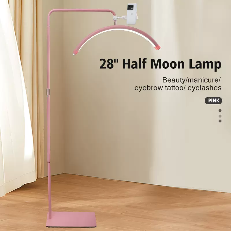跨境28寸粉色护眼U型45W纹绣纹身美容院半月美睫毛落地美甲补光灯