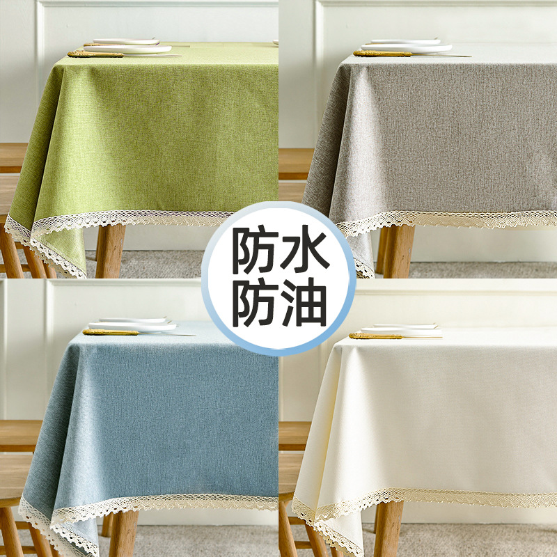 Manal de mesa impermeable a prueba de agua a prueba de aceite sin lavado de color sólido nórdico tela de algodón y lino rectangular ligera de lujo de alta calidad tela de mesa de té