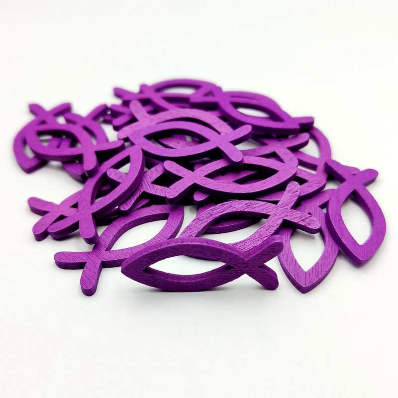 Pescado de madera bautismo decoración ornamento decoración peces pequeños decoración de pared pescado de madera rebanada de madera Santa cena Mesa decoración del hogar