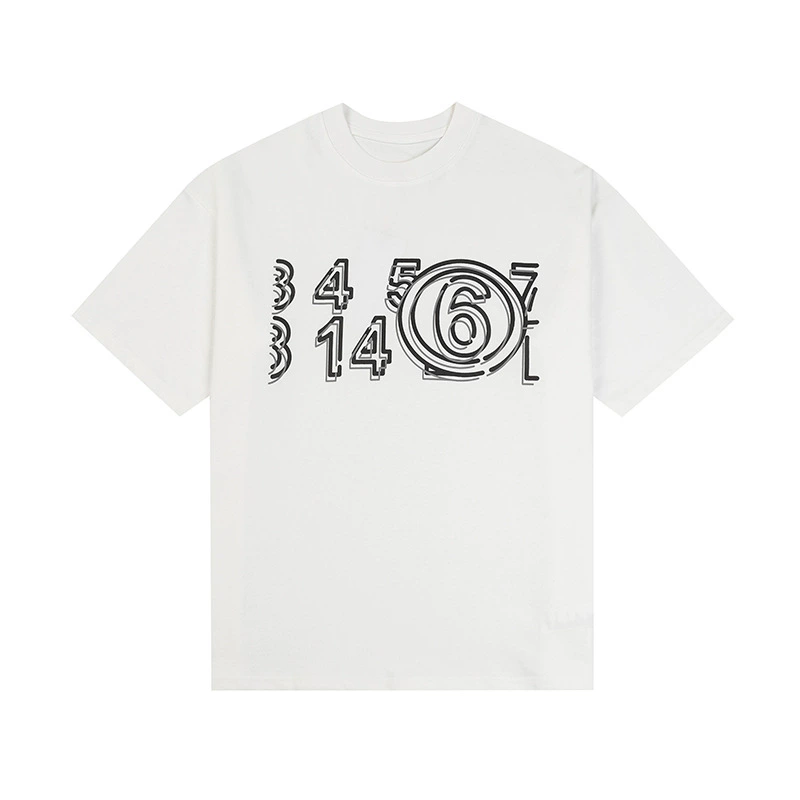 Maison Margiela 24SS коллекция MM6 цифровой узор круглый вырез мужской и женский модный бренд укороченный рукав футболка серия