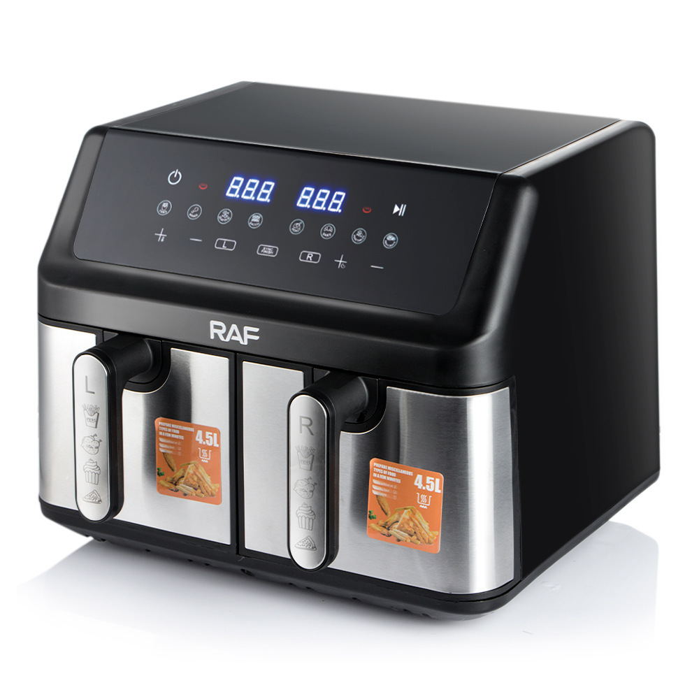 EE.UU. estándar europeo doble pan de doble pan de aire freidora doble silo 9L gran capacidad multifuncional doble pan de doble cesta pantalla táctil inteligente