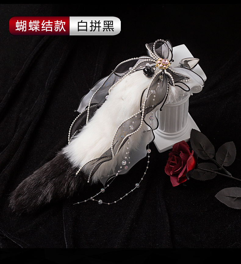 [bold and enlarged, detachable 2.8cm] bow style white and black