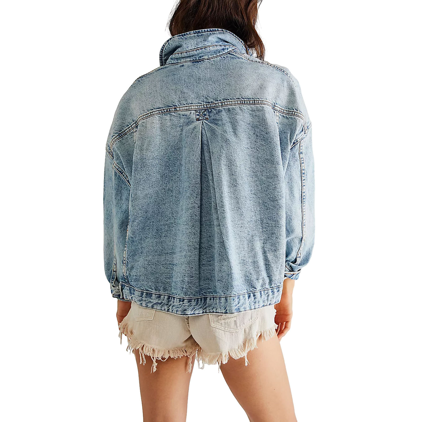 Veste en jean ample et tendance pour femme_voghion.com