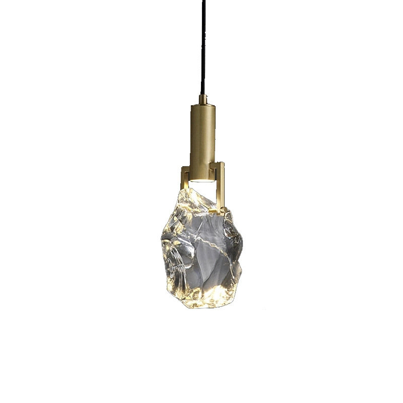 Lámpara de la sala de estar moderna larga línea pequeña cabeza de cama de cristal de cobre simple lámpara de luz lujosa fondo moderno dormitorio