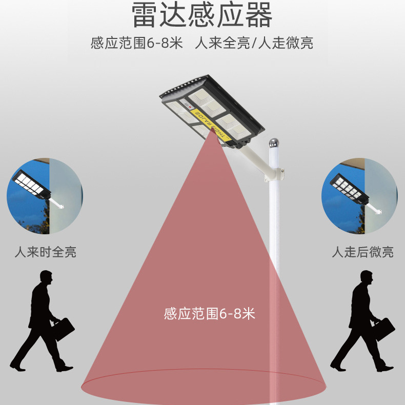 Farola Solar LED Integrada para Exteriores, Impermeable, Retráctil, con Sensor Inteligente de Movimiento, Luz Fuerte para Jardín