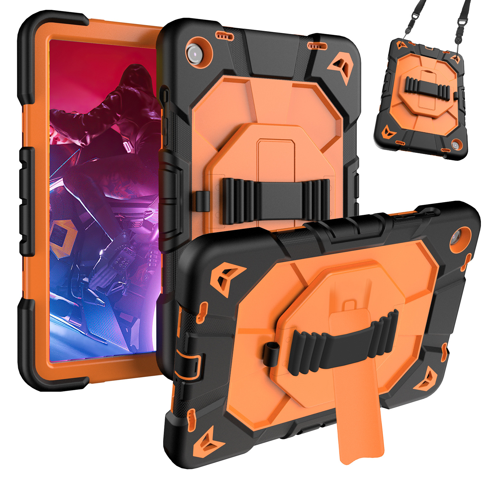 Samsung Tab A9 Tablet PC Protective Case A9PIUS Protective Case Drop-resistant Silicone Hand with Rotating Stand Case